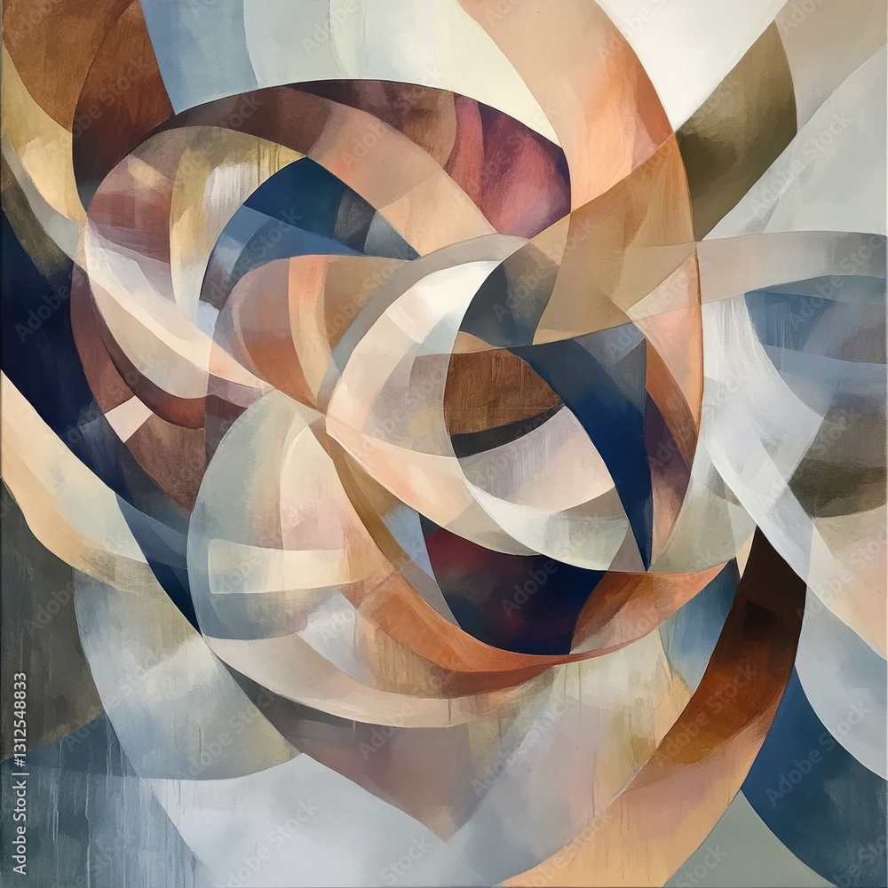 Aufkleber swirling harmony: an abstract composition of fluid forms and muted tones in dynamic movement and int
