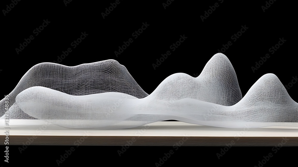 Poster delicate architectural form crafted with wireframe and flowing surfaces