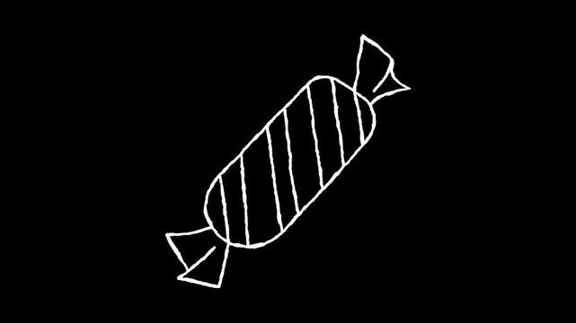Candy sketch pencil drawing style sticker or sign. Doodle motion element. Loop seamless. Embedded transparency