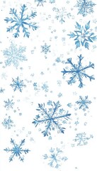 Blue Snowflake Watercolor Composition Falling Snow Design, Winter Background, Holiday Pattern Snowflakes, Winter