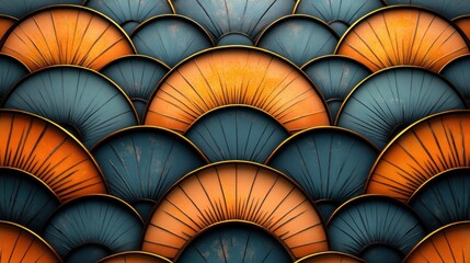 Fototapeta premium Elegant Abstract Art: Teal and Orange Semicircle Pattern