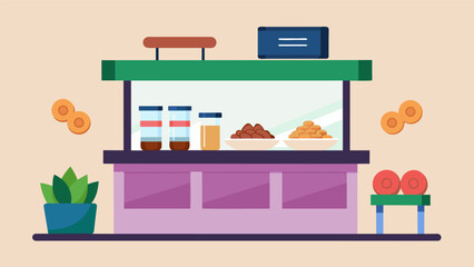 The snack bar also has a section for homemade energy bars and bites made with whole ingredients and free of added sugars making it easy for employees. Vector illustration