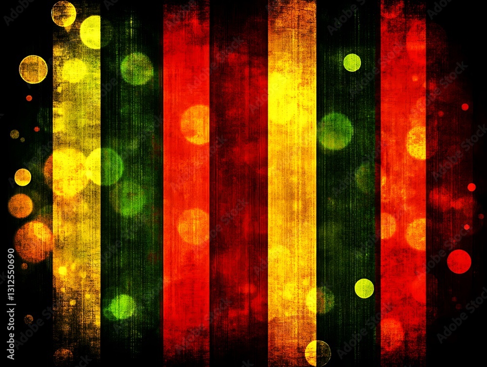 Poster Grunge style abstract color stripes with bokeh overlayed background