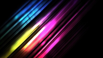 Fototapeta premium Abstract Rainbow Diagonal Stripes, Vibrant Color Blast, Glowing Lines, Dynamic Energy, Modern Art Background