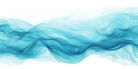 Abstract Teal Wave Composition Digital Art, Fluid Design, Flowing Lines Abstract art, digital painting