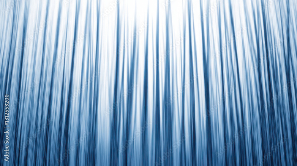 Poster abstract blue and white vertical lines creating a flowing pattern of light and motion