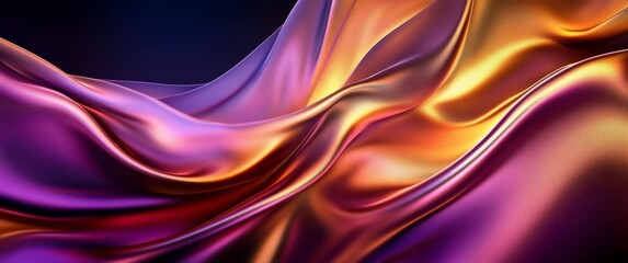 Abstract Purple Gold Silk Drape 3D Render, Fluid Flow, Luxury Texture, Abstract Art Abstract art, 3D rendering