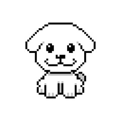 Fototapeta premium Pixel art cute dog vector in retro style for design.