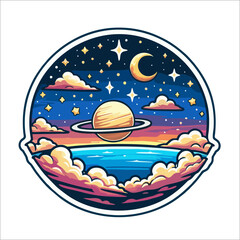 Sky with moon vector Illustration logo