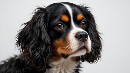 Senior cavalier king charles spaniel black and brown isolated ag