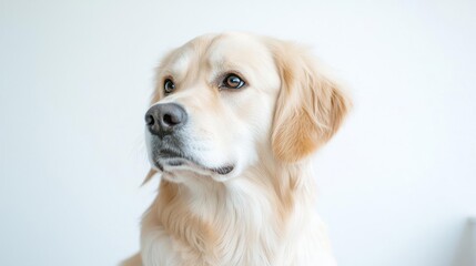 Portrait of a Golden Retriever Dog Against a White Background