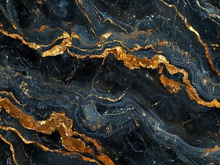 Black Gold Marble Texture Swirl.