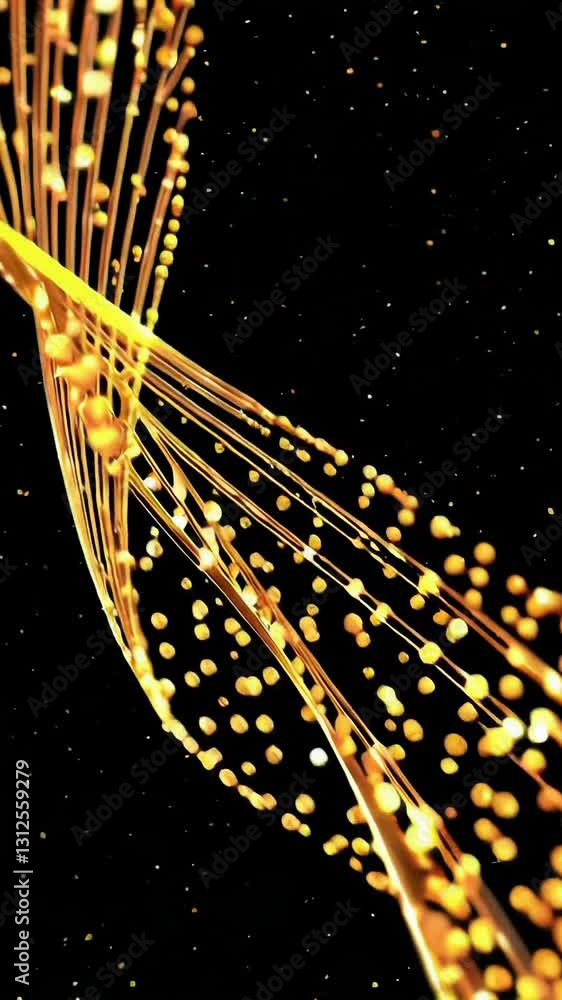 Poster golden light trails: mesmerizing swirl of glowing particles in dynamic motion