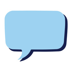 Naklejka premium Light blue speech bubble icon with a soft drop shadow in a clean minimalistic digital design on a transparent background