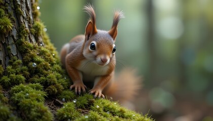 Obraz premium Funny squirrel looks at camera