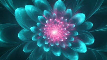 Obraz premium futuristic glowing patterns with vibrant teal and pink gradients, high resolution, sleek and modern design, artistic and minimalistic, smooth and dynamic layout