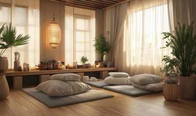 Relaxing Acupuncture Session: Serene Spa Setting with Breathing Exercises in Progress