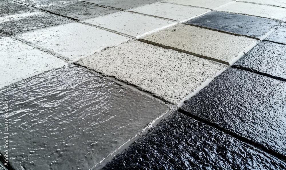 Aufkleber smooth to rough textured concrete surface in a neutral color palette, concrete finish, smooth to rou