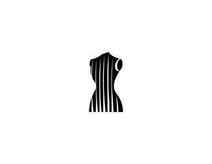 Vector illustration of black silhouette of female torso in minimalist style	