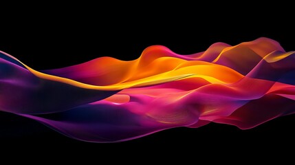 Obraz premium futuristic glowing waveforms with bold yellow and magenta gradients, high resolution, sleek and modern design, artistic and minimalistic, dynamic and vibrant layout
