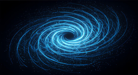 Obraz premium A cosmic spiral of glowing blue energy swirling in the darkness of space, evoking a sense of mystery and cosmic power.