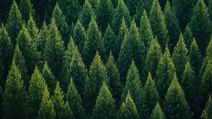 Vibrant LinkedIn Banner Featuring Realistic Photo of Pine Tree Forest from Vantage Point of Looking Up, Symbolizing Sustainability and New Growth