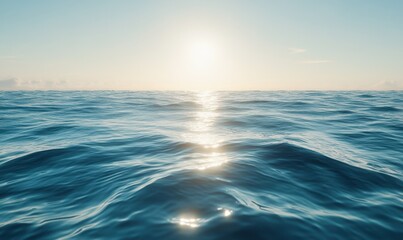 Fototapeta premium Crystal-clear ocean water with soft ripples illuminated by bright sunlight, creating a tranquil and refreshing aquatic texture,