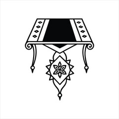 Artistic Table Runner Design Icon Vector Line Art Illustration