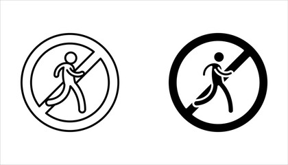 No running sign . No run sign . Do not run icon set, on white background