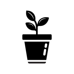 silhouettes plant pot vector illustration