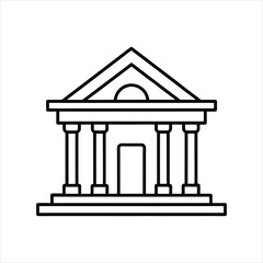 Classic Academic Temple Logo Icon in Line Art Style