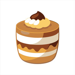 Classic Tiramisu Cake Flat Vector Art and Icon Design