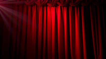 Red stage curtain with spotlight