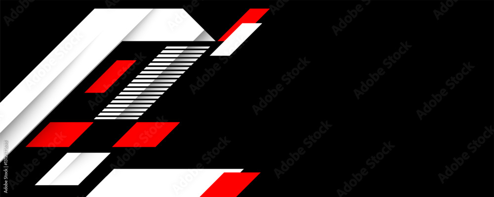 Poster white background with red diagonal lines.