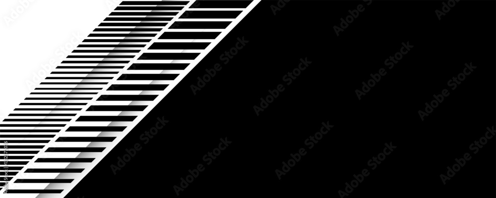 Poster smooth vector transition from black to white with straight broken lines. modern vector background fo