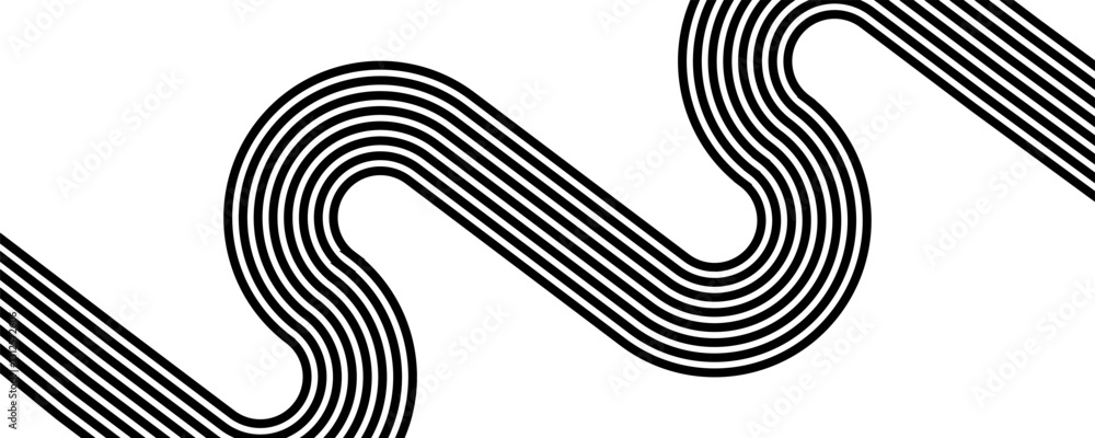 Poster abstract black and white retro pattern of black lines on a white background. striped vector backgrou