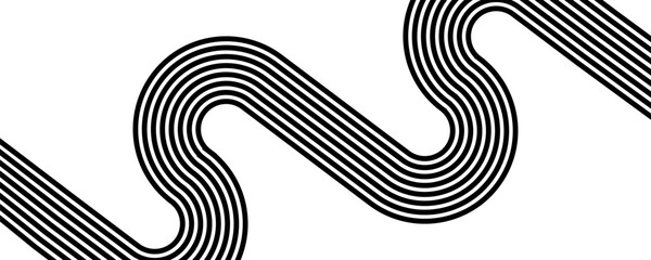 Abstract black and white retro pattern of black lines on a white background. Striped vector background.