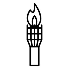 Minimalist outline icon of a burning torch, representing summer nights, beach parties, tropical vibes, and outdoor adventures. Perfect for themes related to summer festivities, bonfires, and gathering