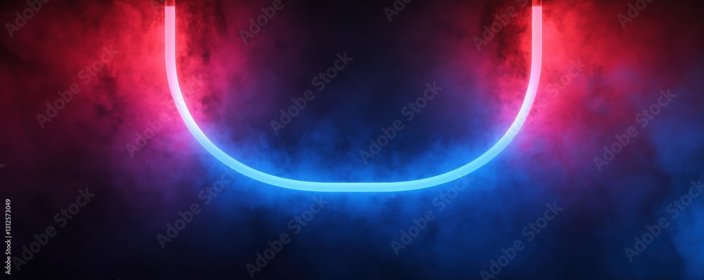 Aufkleber two dynamic glowing lines create a striking u shape against a dark smoky background. the red line at