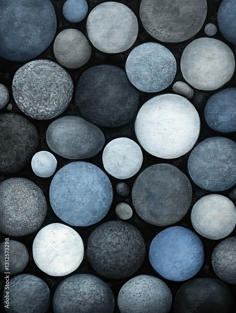 Poster abstract artistic rendering of rounded geometric textured forms backdrop