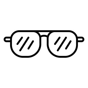 recommend clip art: Minimalist outline icon of aviator sunglasses, representing summer, fashion, sun protection, and beach style.