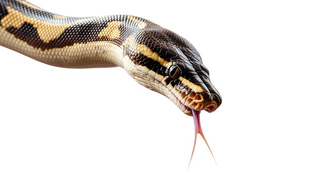 Close-Up of Ball Python Snake with Forked Tongue