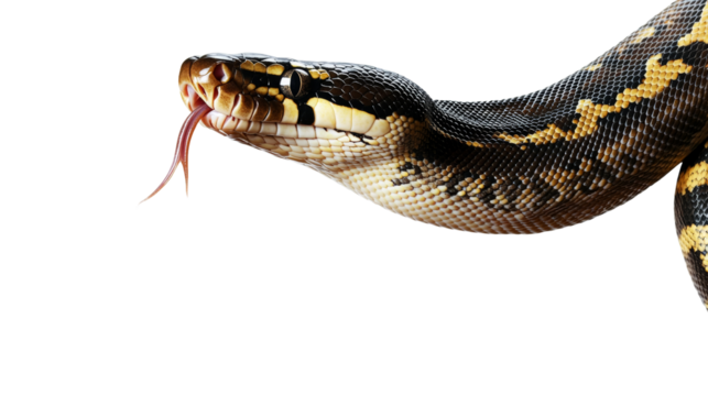 Close-Up of Ball Python Snake with Forked Tongue
