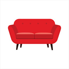 Vintage Red Sofa Illustration - Elegant Vector for Interior Design, Furniture, and Home Decor Concepts
