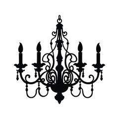 Elegant Chandelier Silhouette - Luxury Vector Illustration for Interior Design, Vintage Decor, and Lighting Concepts