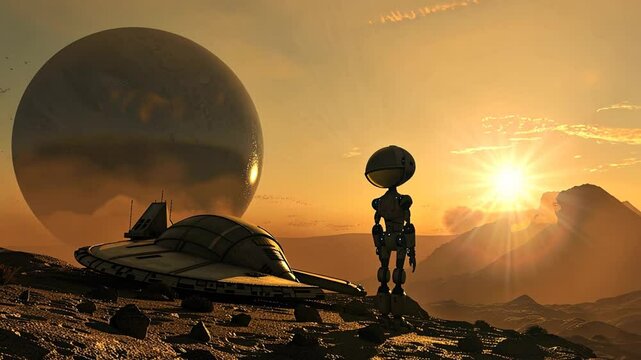 Humanoide Aliens auf fremdem Planeten