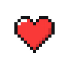 Obraz premium Pixel heart gaming item, life magic game, heart 8 bit game resource, heart game pixel element.