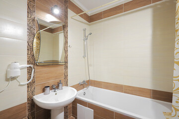 Shower system with bathtub in the bathroom
