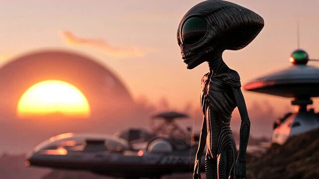 Humanoides Alien auf fremdem Planeten
