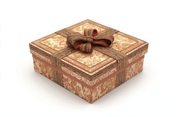 3D Large Square Gift Box Isolated and White Background